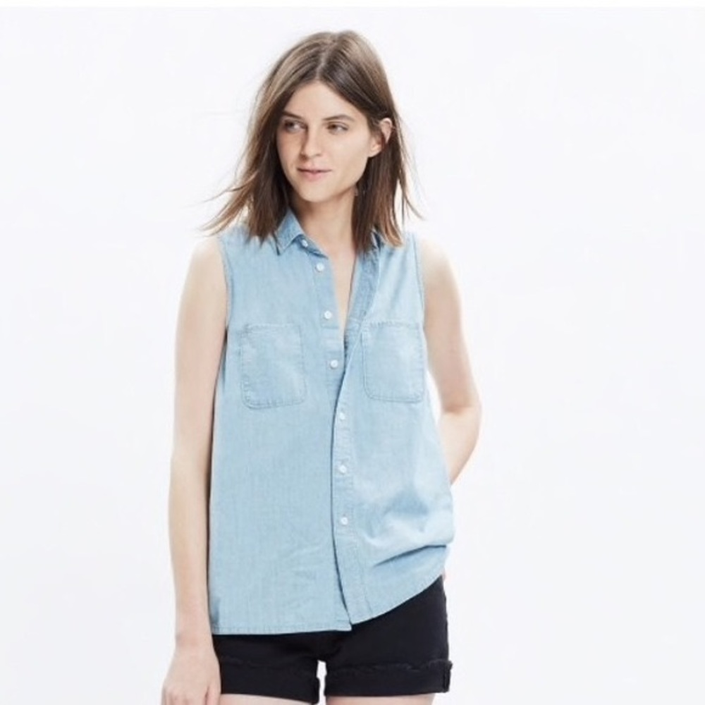 Madewell Sleeveless Chambray Shirt Size XXS